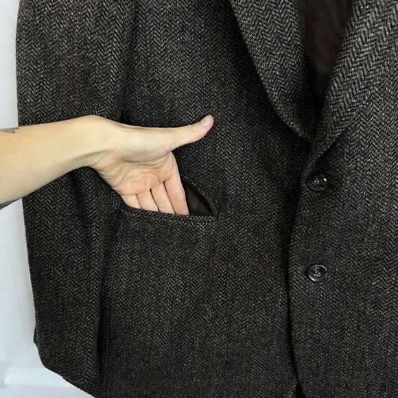 Haggar Imperial 100% wool Tweed Size 40s Blazer Menswear Two Button herringbone - Picture 5 of 13